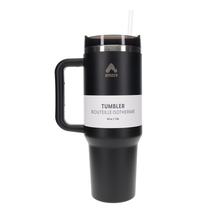 Tumbler with Reusable Straw (1L) - Black, White, Blue, Pink