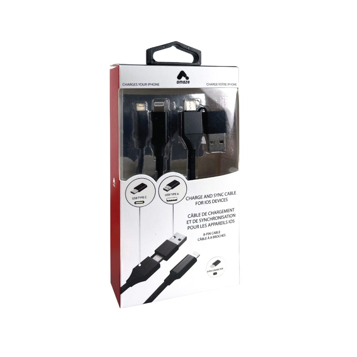 AMZCA1B_1800x1800 Amaze 5FT Dual Connector (USB-A & USB-C) High-Speed Charging Cable - Image 1