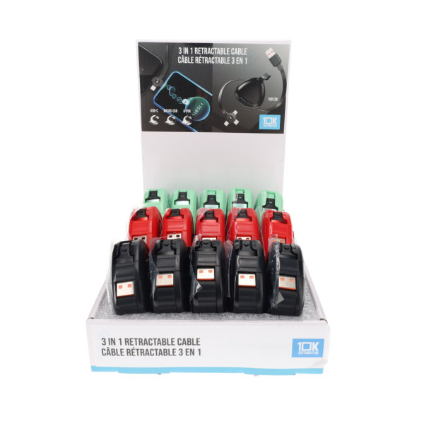 3-in-1 Retractable Data Cables Display Kit