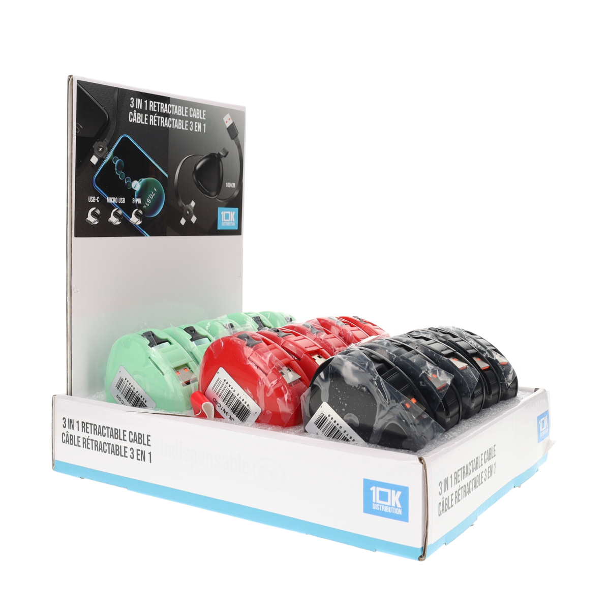 3-in-1 Retractable Data Cables Display Kit - Image 2
