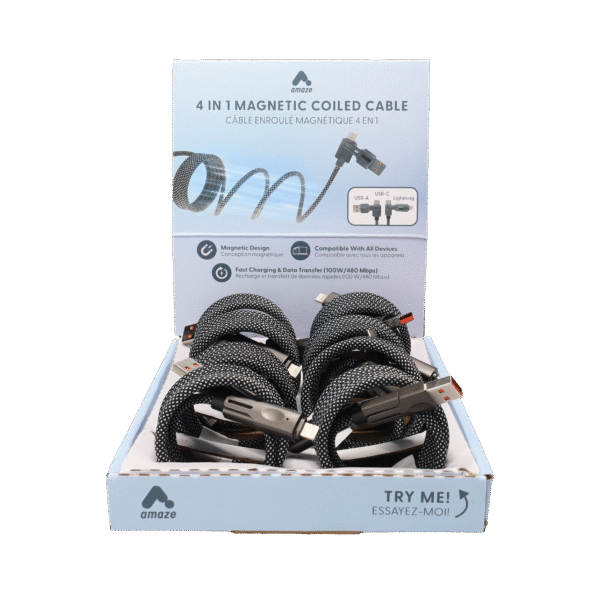 4-in-1 Magnetic Coiled Cable Display Kit
