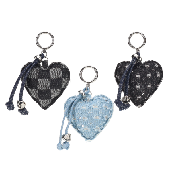 Denim Heart Keychain